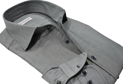 Marcello fine black and white micro pattern shirt.
