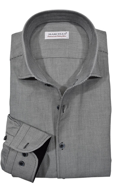 Marcello fine black and white micro pattern shirt.