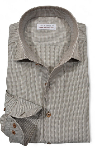 Marcello micro neat tan shirt.