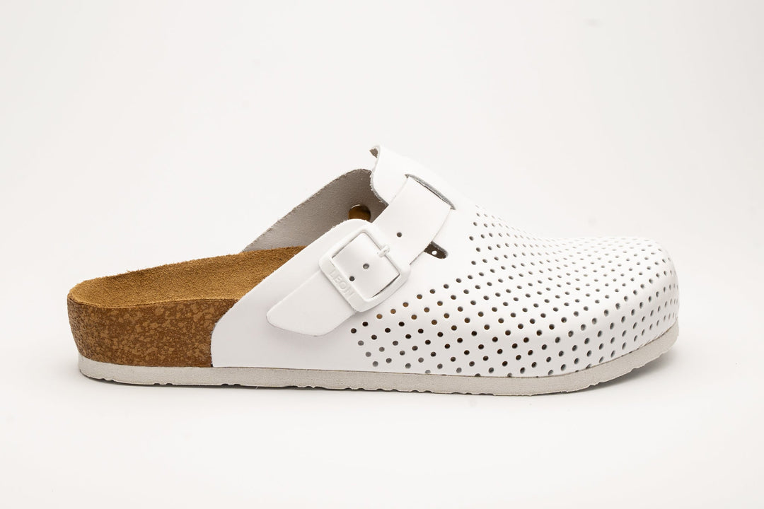 Bjorn by LEON- Men’s Leather Clogs – Breathable Perforated Slip-On Shoes with Cork Style Footbed