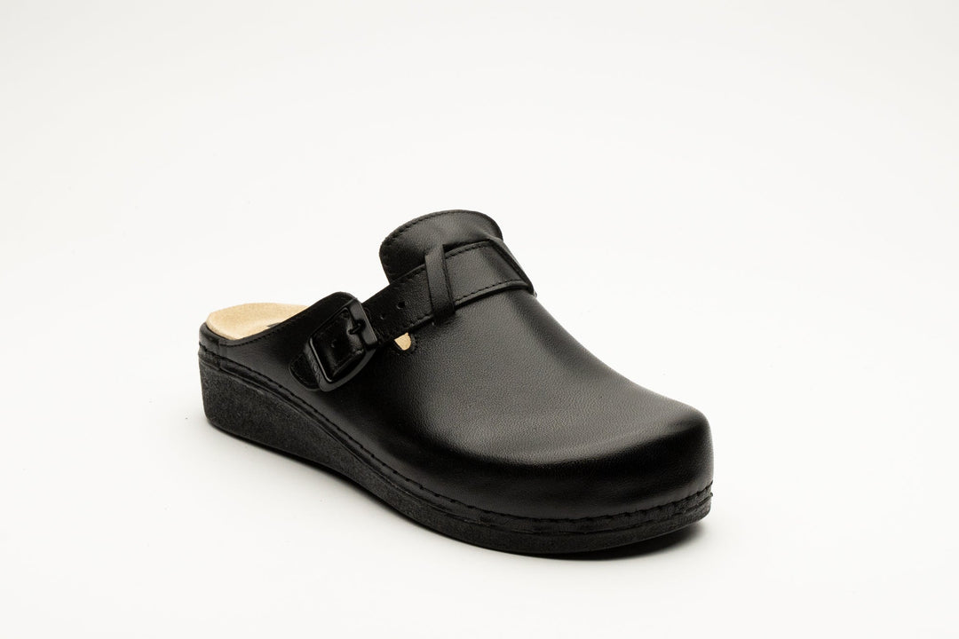 Nora I by LEON – Women’s Leather Clog- Removable Gel Insole &amp; Adjustable Buckle