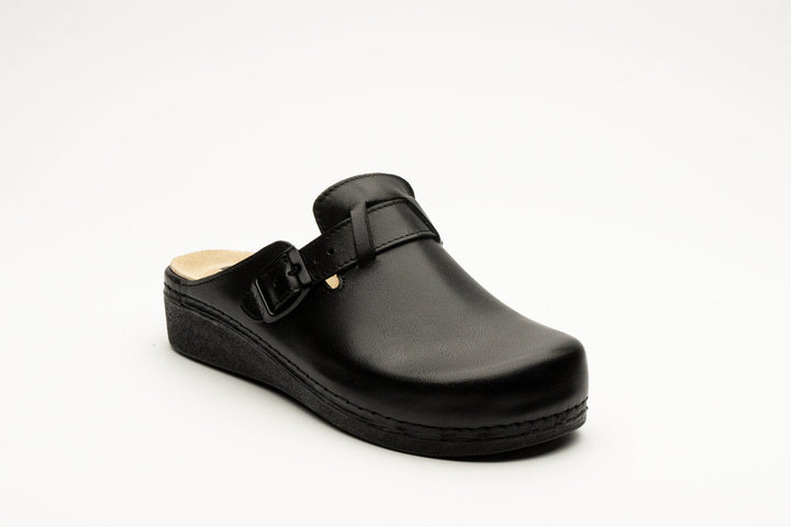 Nora I by LEON – Women’s Leather Clog- Removable Gel Insole &amp; Adjustable Buckle