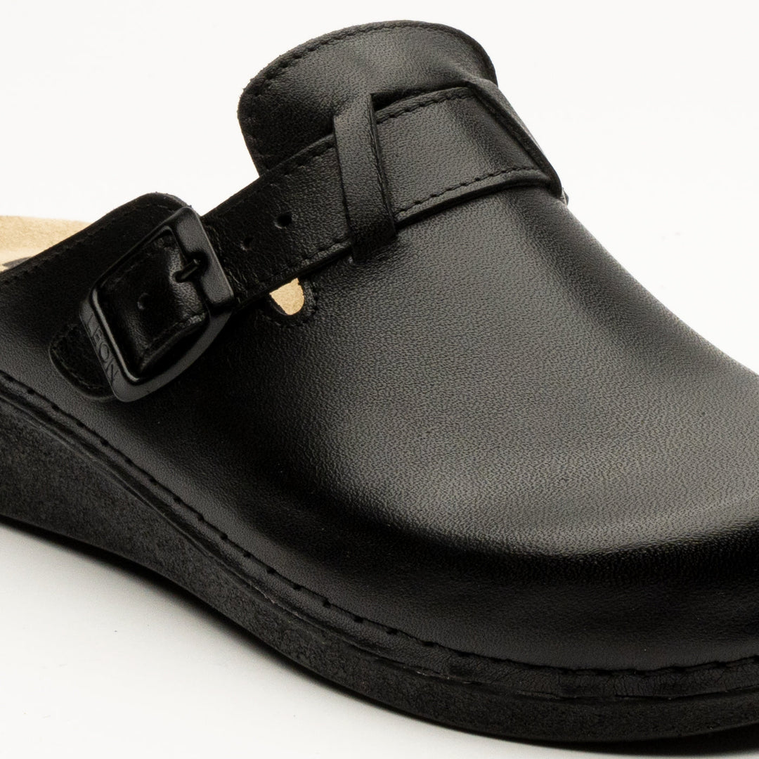 Nora I by LEON – Women’s Leather Clog- Removable Gel Insole &amp; Adjustable Buckle