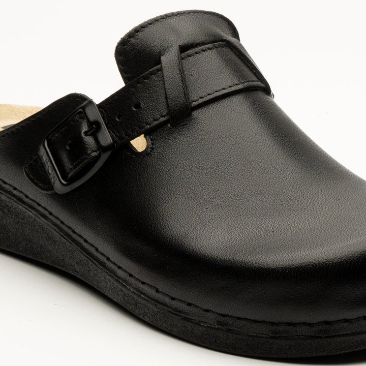 Nora I by LEON – Women’s Leather Clog- Removable Gel Insole &amp; Adjustable Buckle