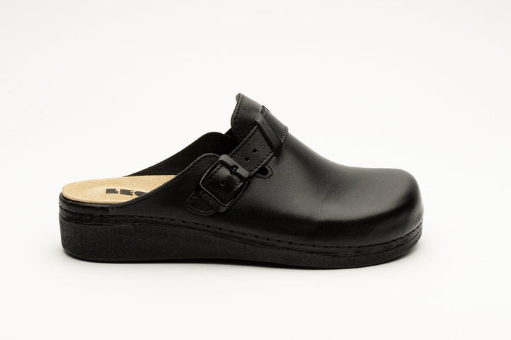 Nora I by LEON – Women’s Leather Clog- Removable Gel Insole &amp; Adjustable Buckle