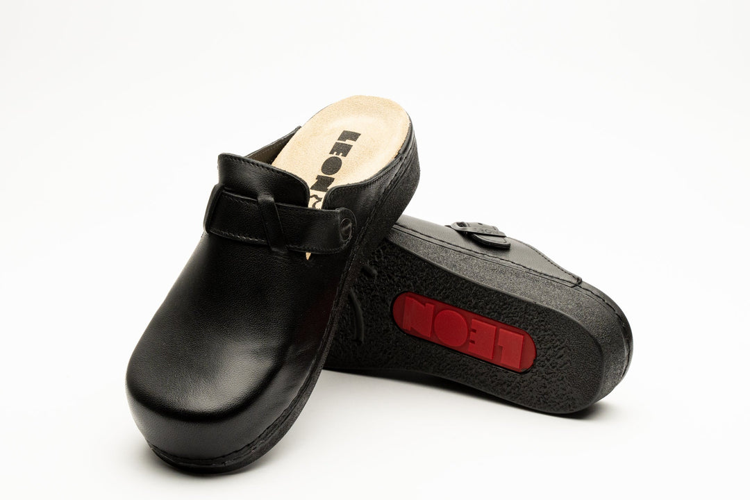 Nora I by LEON – Women’s Leather Clog- Removable Gel Insole &amp; Adjustable Buckle