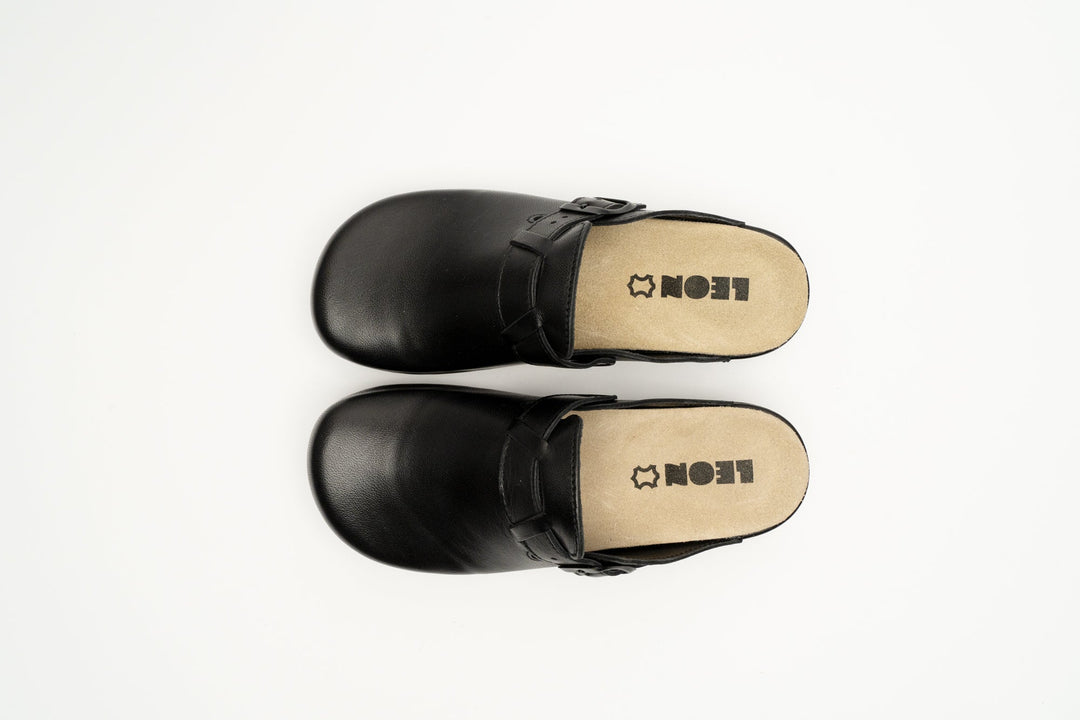 Nora I by LEON – Women’s Leather Clog- Removable Gel Insole &amp; Adjustable Buckle