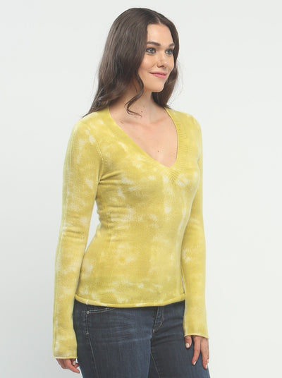 Cinching V Neck Sweater in Mongolia Cashmere