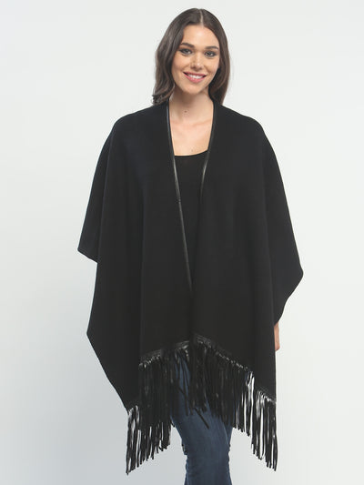 Leather Fringed Oversized Wrap