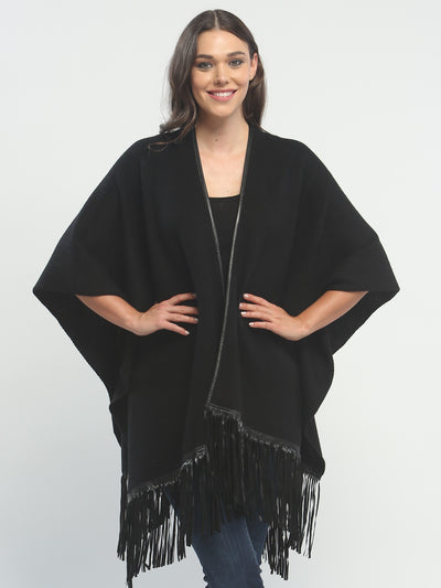 Leather Fringed Oversized Wrap