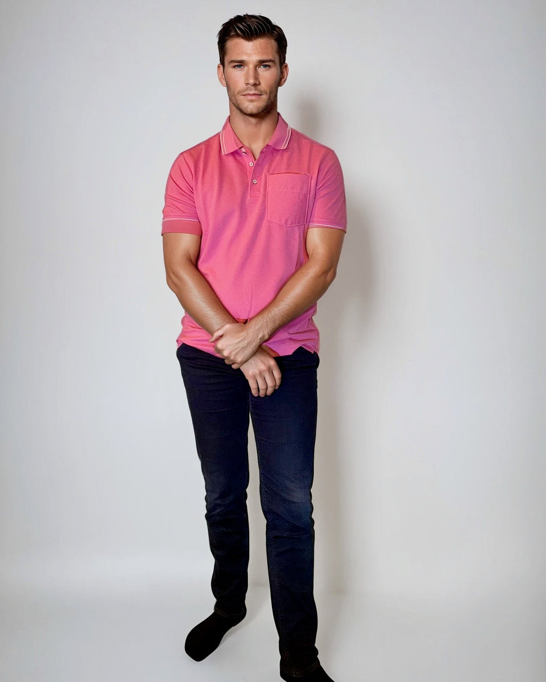 Pocket Polo Shirt - Pink-POLO SHIRTS-BUKI-Pink-M-Buki
