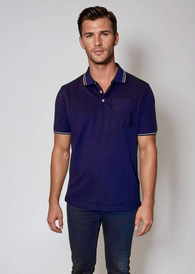 Pocket Polo Shirt - Navy-POLO SHIRTS-BUKI-Navy-M-Buki