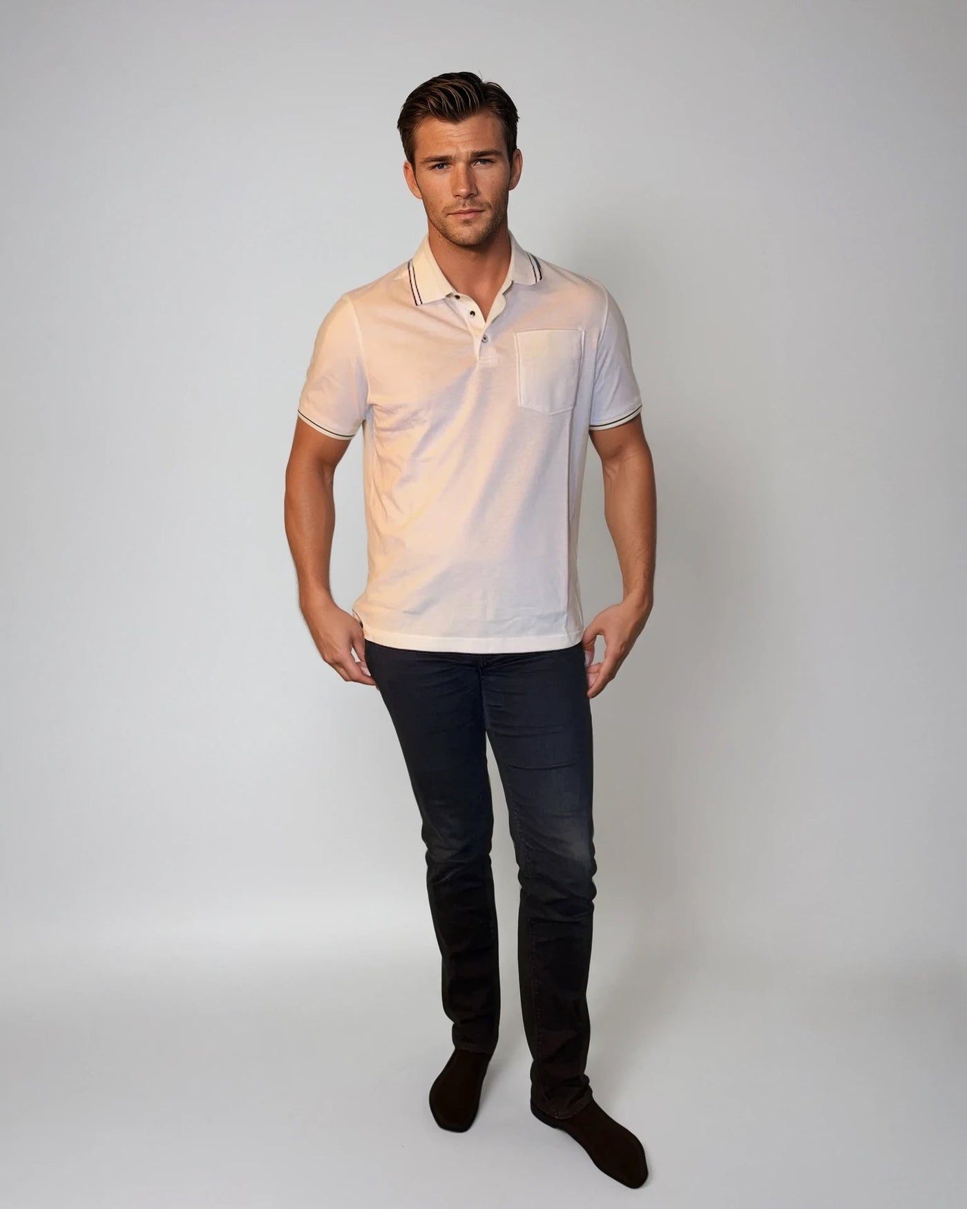 Pocket Polo Shirt - White-POLO SHIRTS-BUKI-White-M-Buki