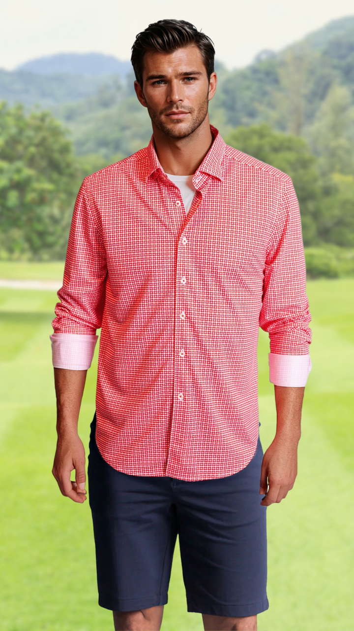 Red, White, &amp; Blue Sport Shirt and Short Matching Set-MATCHING SET-BUKI-M-Red-Buki