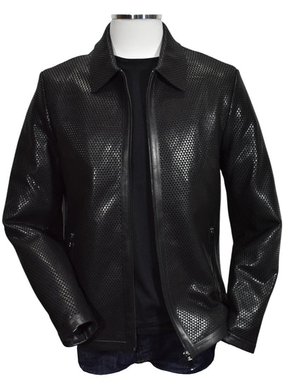 Unleash your bold and confident style with our Marcello Python Stamped Leather Coat.