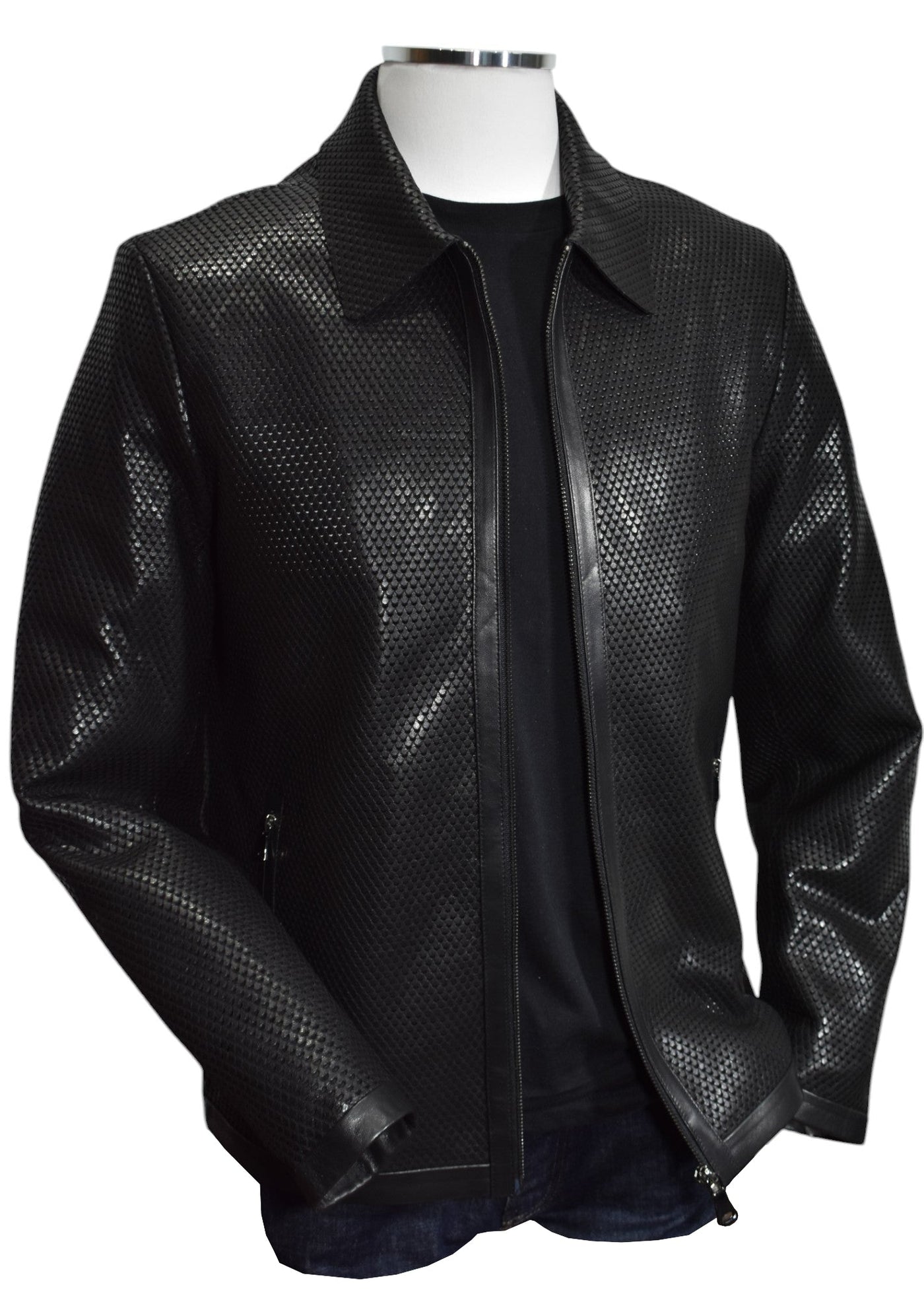 Unleash your bold and confident style with our Marcello Python Stamped Leather Coat.