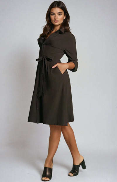 Kathleen Shirt Dress-DRESSES-BUKI-XS-Black-Buki