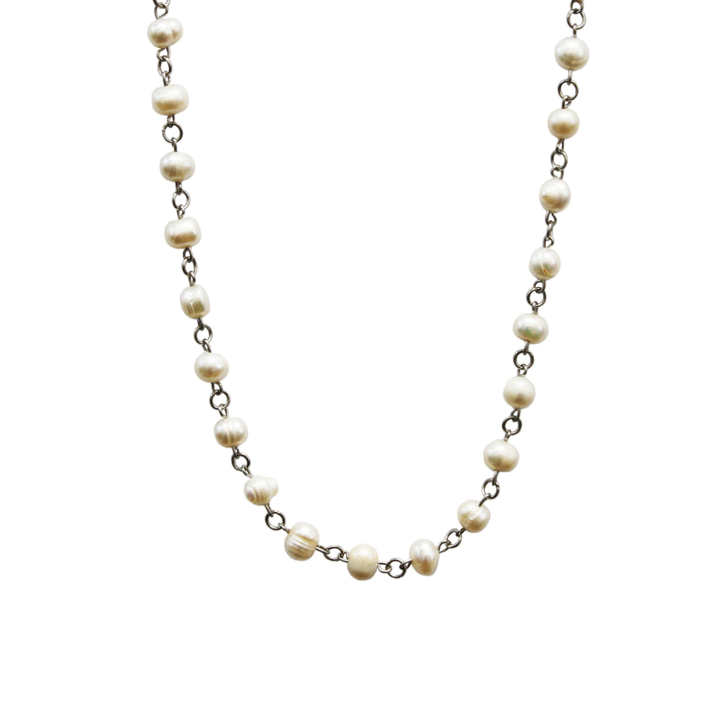 White Pearl Linked Necklace