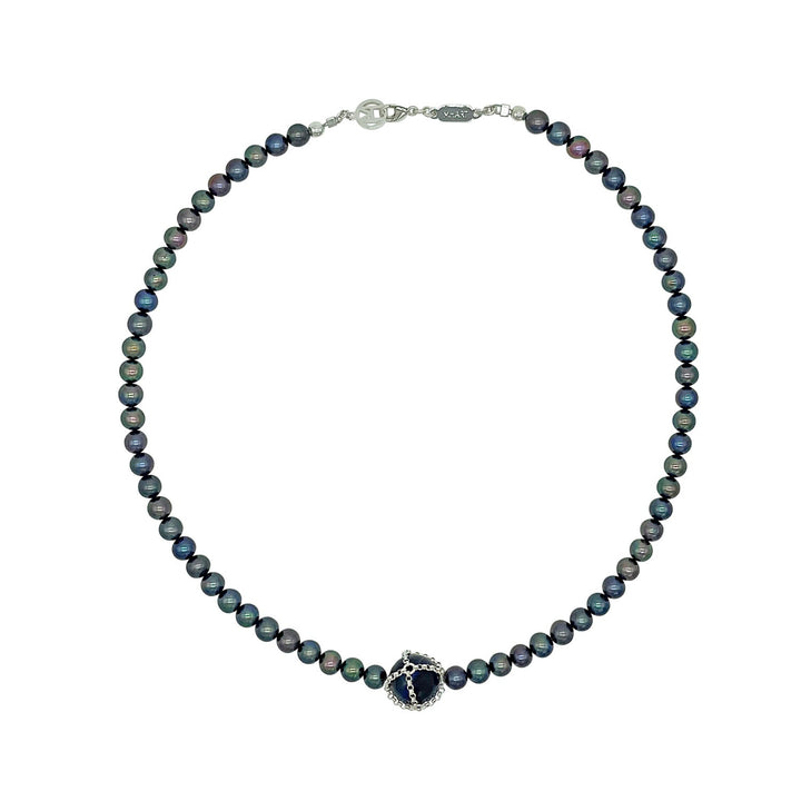Black Pearl + Blue Tigers Eye Choker