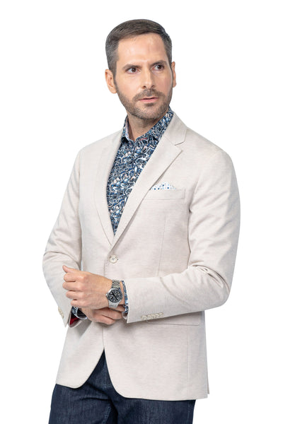 Melbourne Beige Herringbone Stretch Blazer - 7 Downie St.®