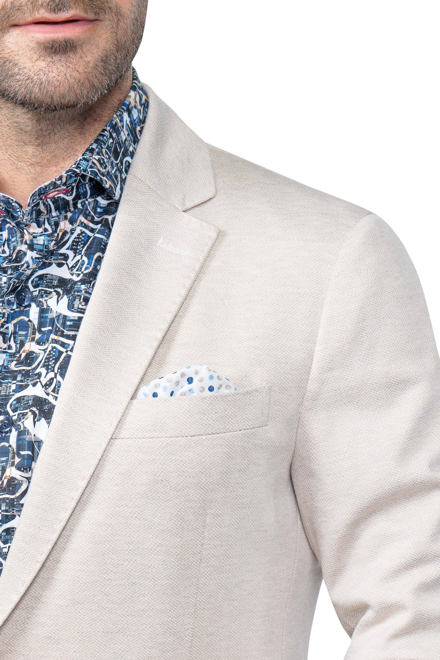 Melbourne Beige Herringbone Stretch Blazer - 7 Downie St.®