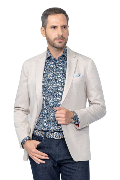 Melbourne Beige Herringbone Stretch Blazer - 7 Downie St.®