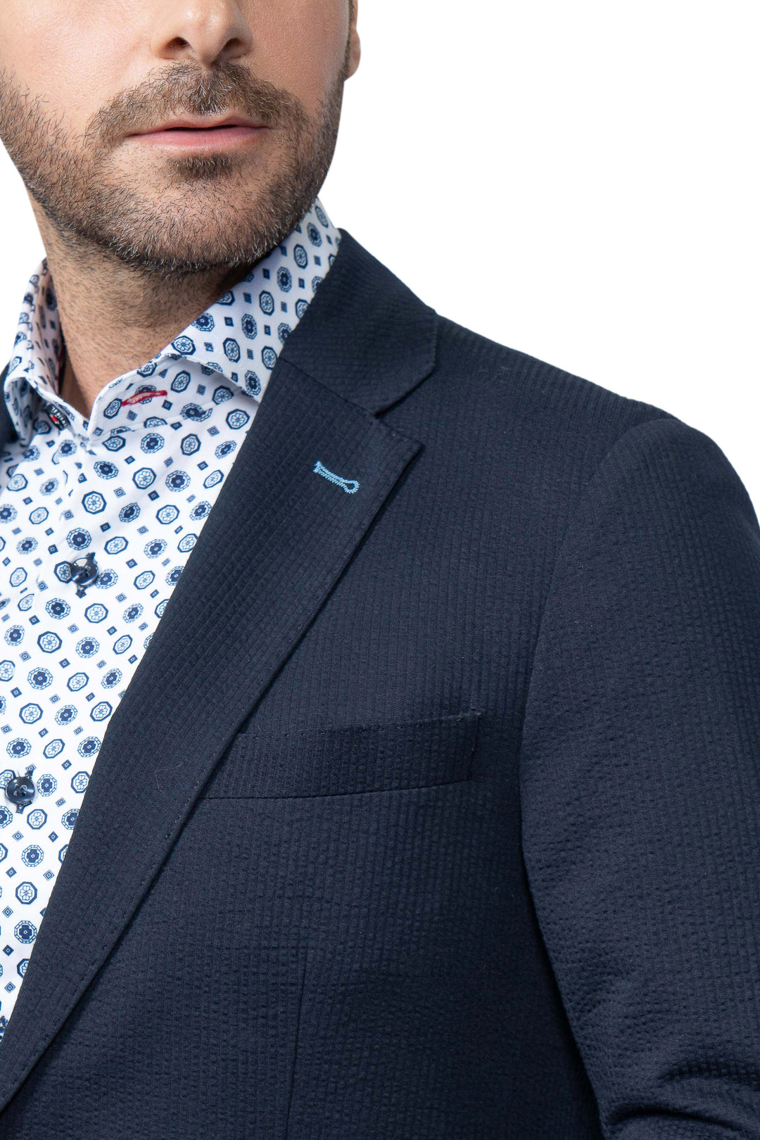 Meridian Navy Stretch Seersucker Blazer - 7 Downie St.®