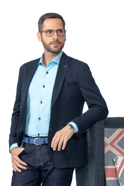 Meridian Navy Seersucker Stretch Suit