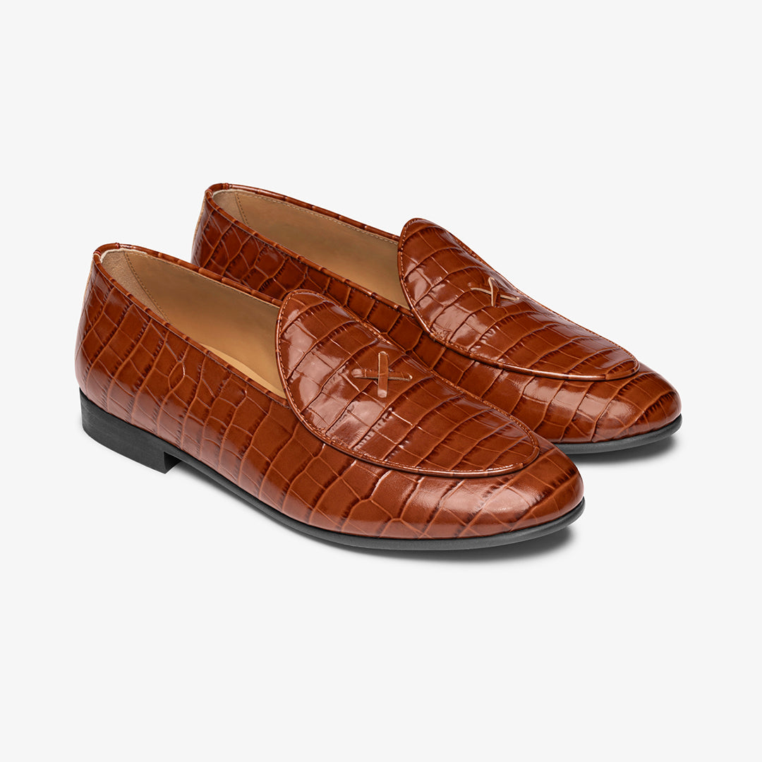 Men's Cognac Full Croc Milano Loafer