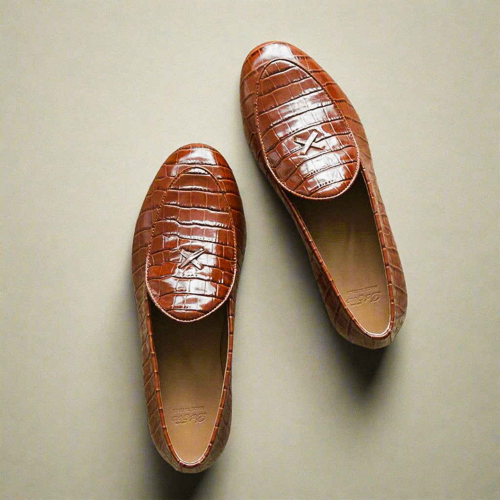 Men's Cognac Full Croc Milano Loafer