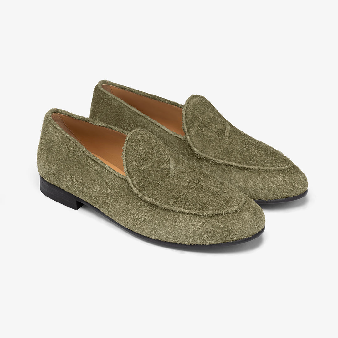 Men's Olive Textured Suede Milano Loafer