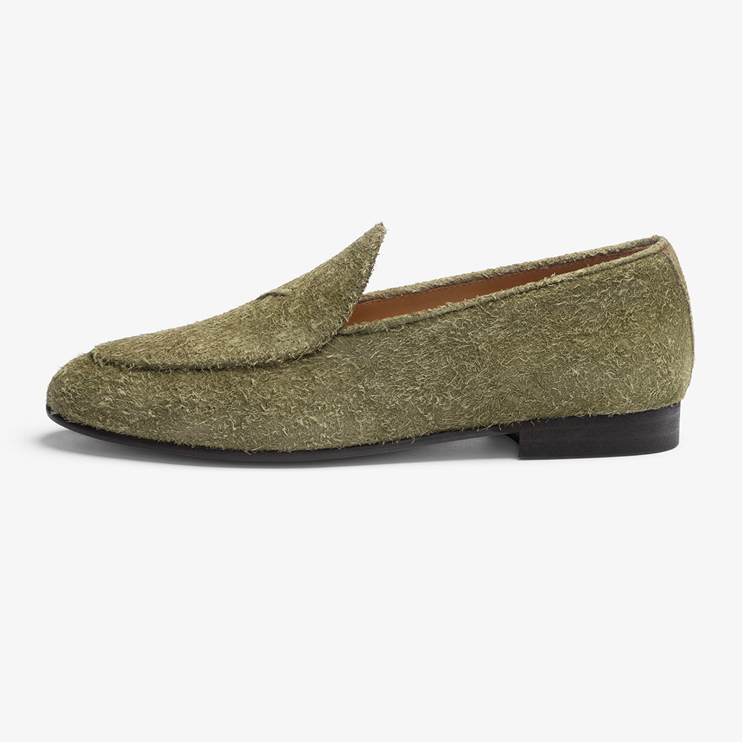 Men's Olive Textured Suede Milano Loafer