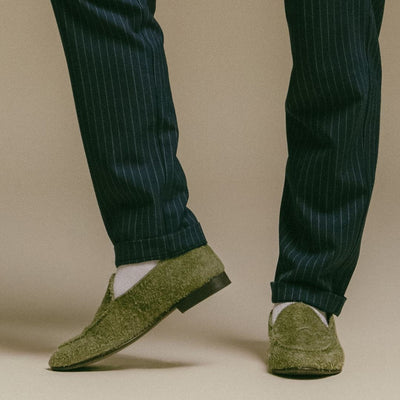 Men's Olive Textured Suede Milano Loafer