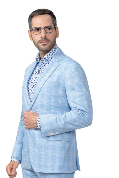 Nantucket Light Blue Plaid Stretch Blazer - 7 Downie St.®