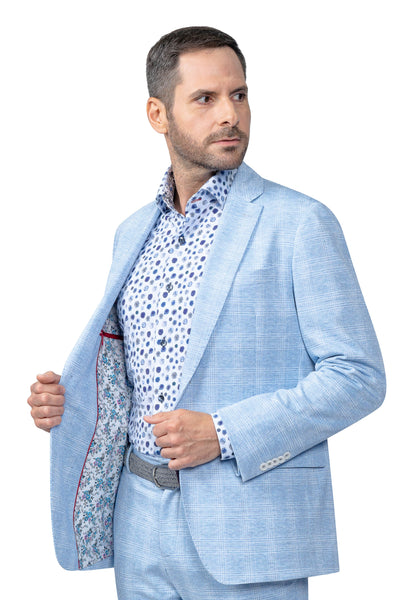 Nantucket Light Blue Plaid Stretch Blazer - 7 Downie St.®
