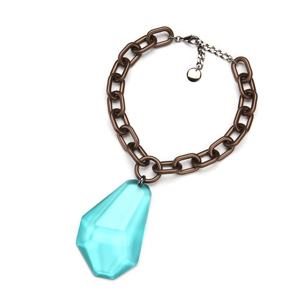 Big Drop Resin Necklace Aqua