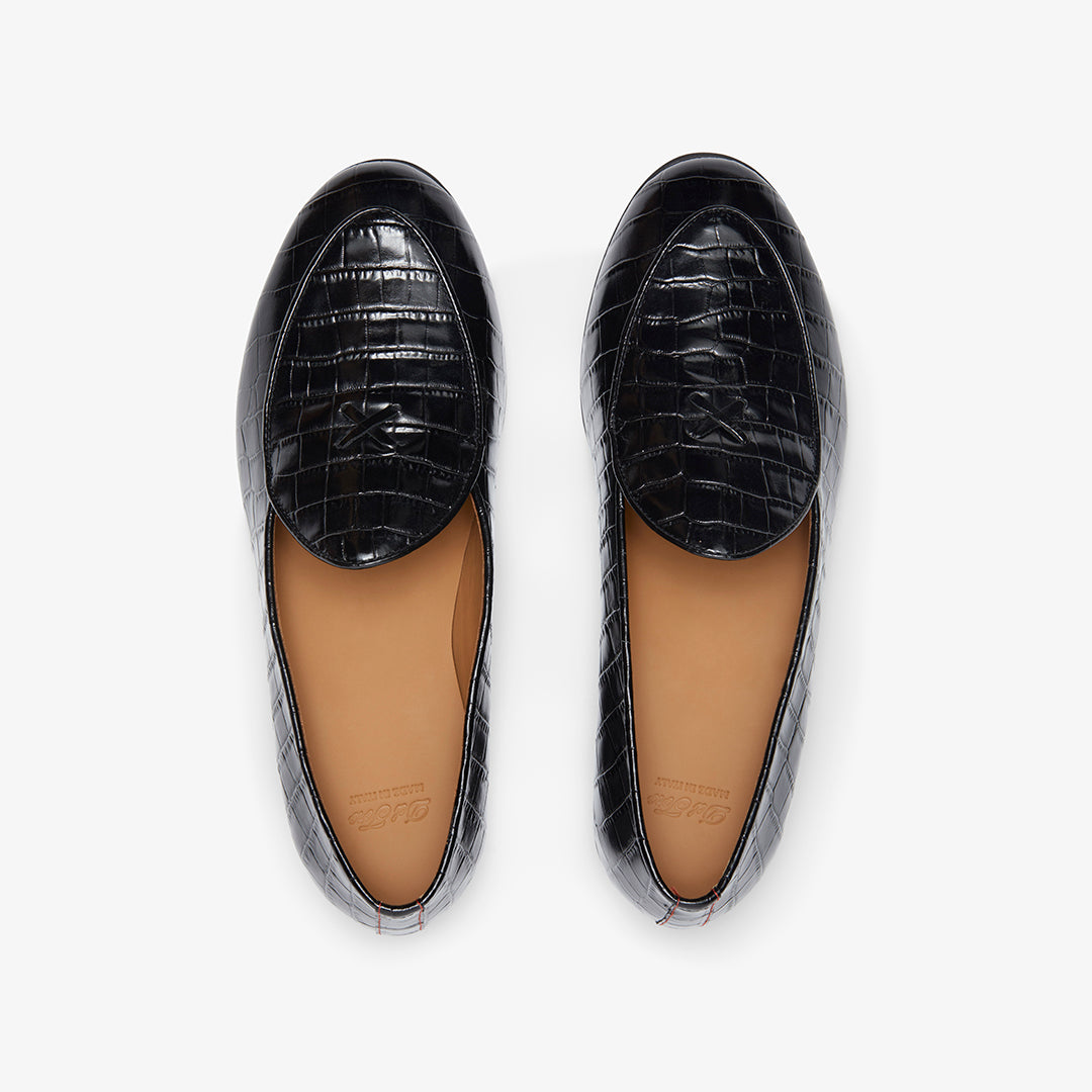 Men's Black Full Croc Milano Loafer