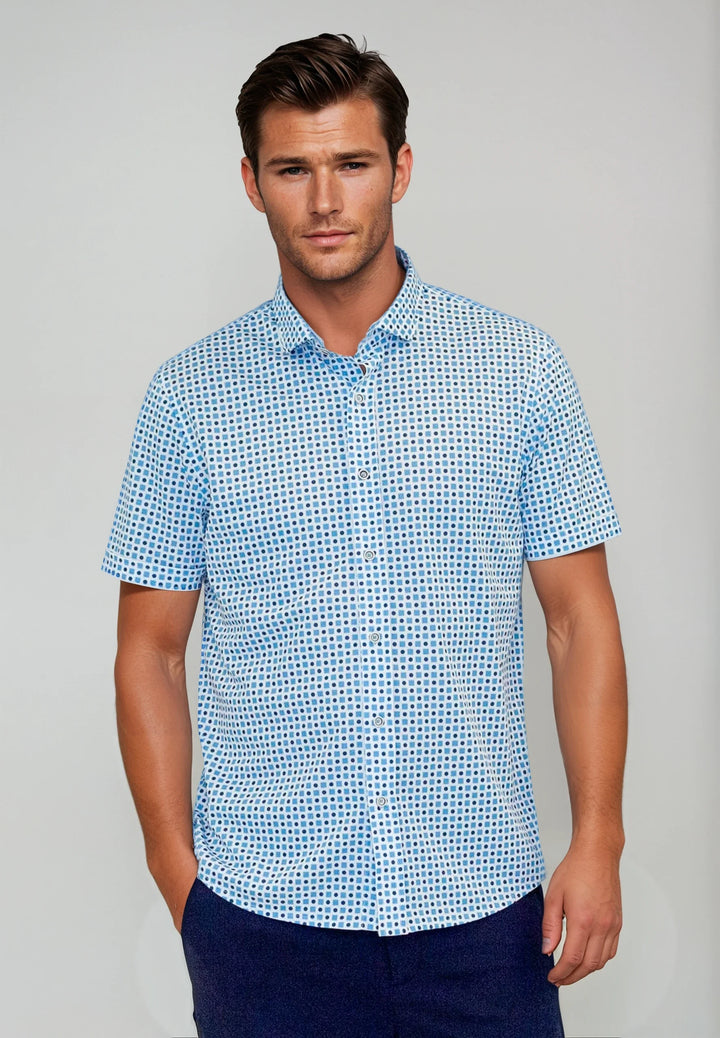 Palm Springs Short Sleeve Tech Shirt-SHORT SLEEVE SHIRTS-BUKI-M-Turquoise + Blue-Buki
