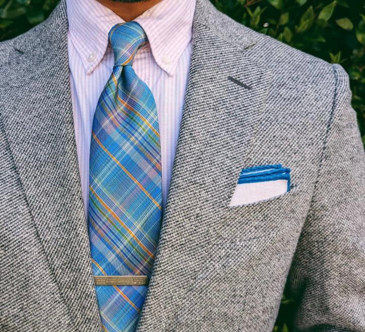 Lawton Teal Plaid Tie