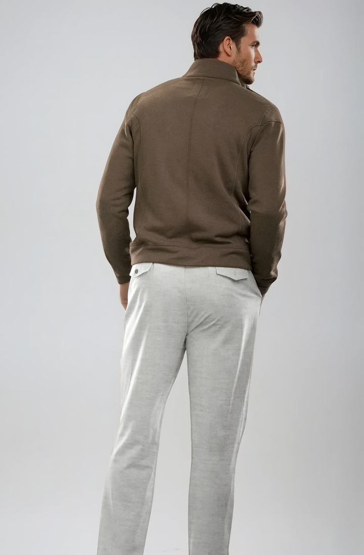 Pleated Wool Trouser Pant, back-Pants-Buki-heather-grey