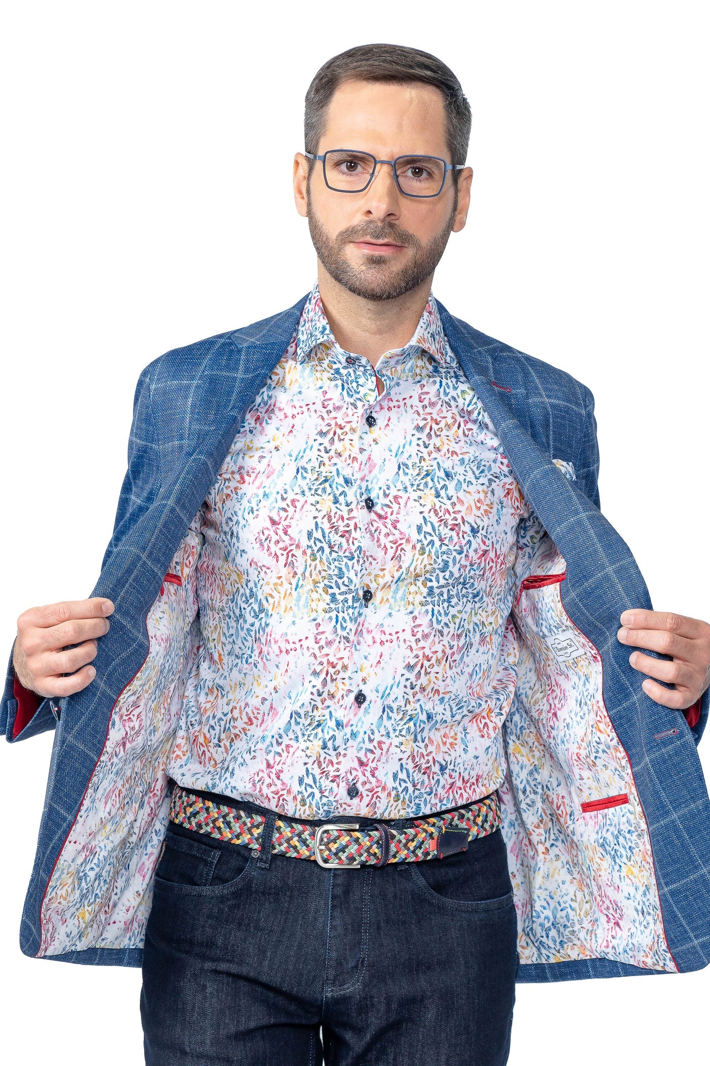 Portland Blue Windowpane Stretch Blazer - 7 Downie St.®