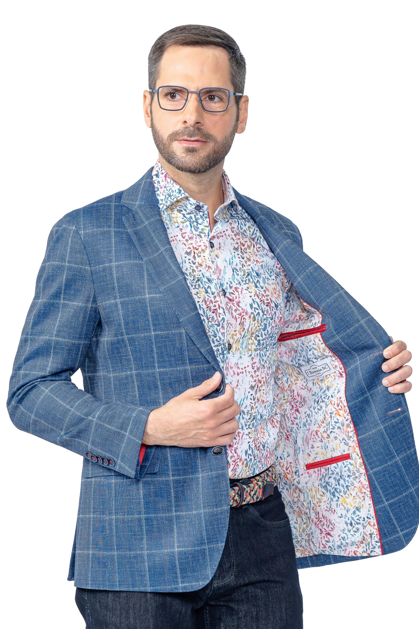 Portland Blue Windowpane Stretch Blazer - 7 Downie St.®