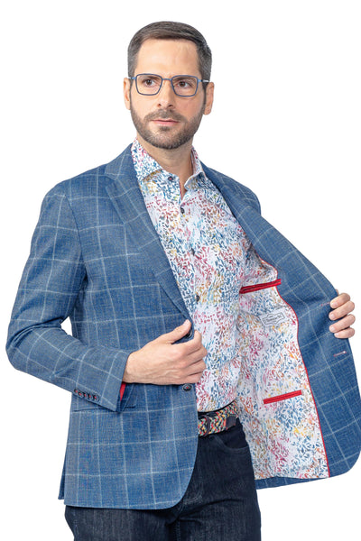 Portland Blue Windowpane Stretch Blazer - 7 Downie St.®
