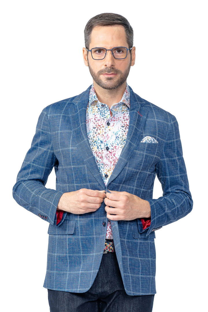 Portland Blue Windowpane Stretch Blazer - 7 Downie St.®