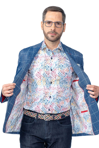 Portland Blue Windowpane Stretch Blazer - 7 Downie St.®