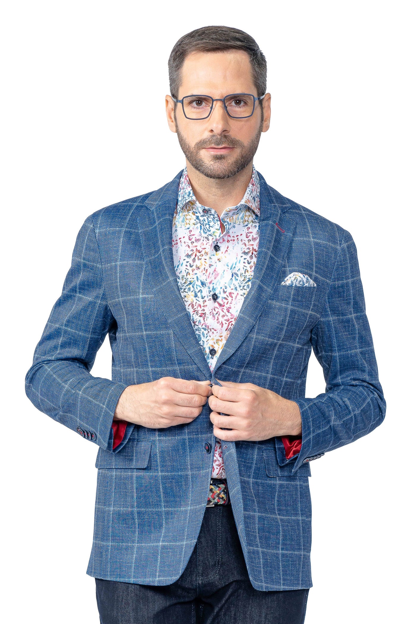 Portland Blue Windowpane Stretch Blazer - 7 Downie St.®