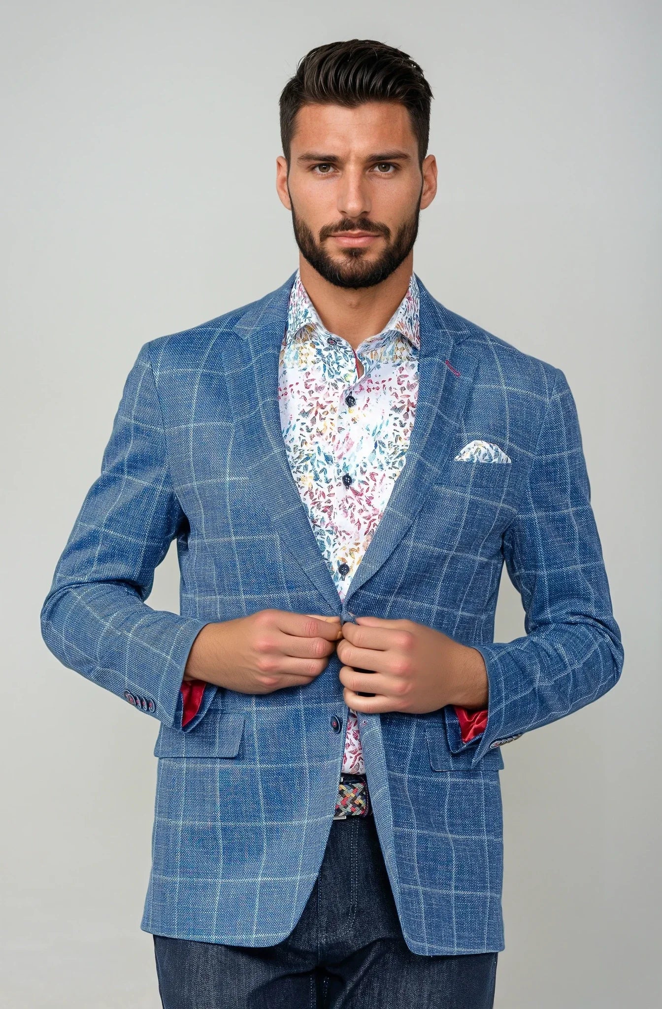 Portland Blue Windowpane Stretch Blazer - 7 Downie St.®