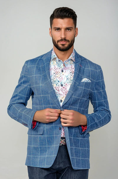 Portland Blue Windowpane Stretch Blazer - 7 Downie St.®