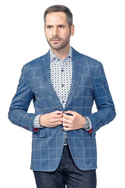 Portland Blue Windowpane Stretch Blazer - 7 Downie St.®