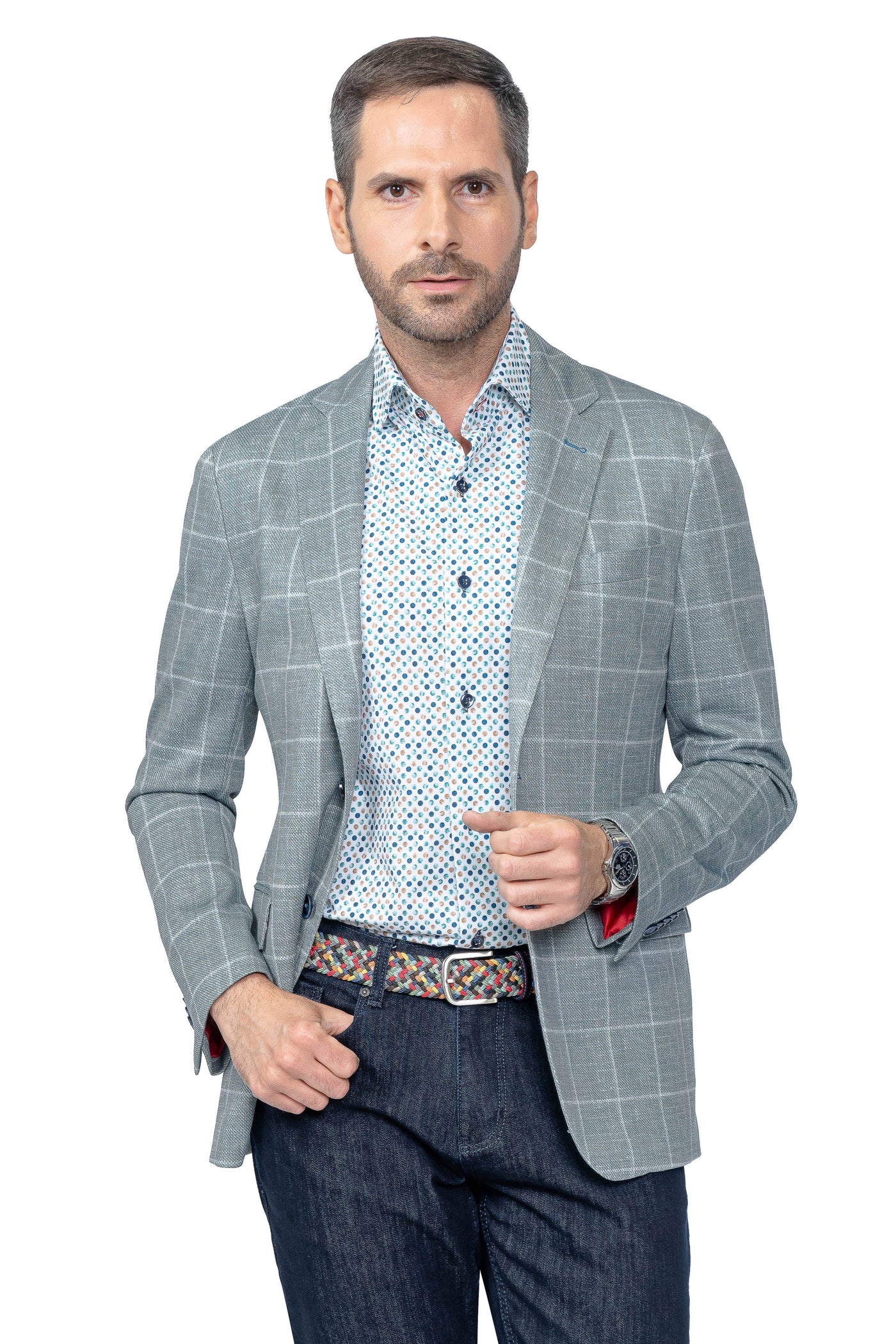 Portland Green Windowpane Stretch Blazer - 7 Downie St.®